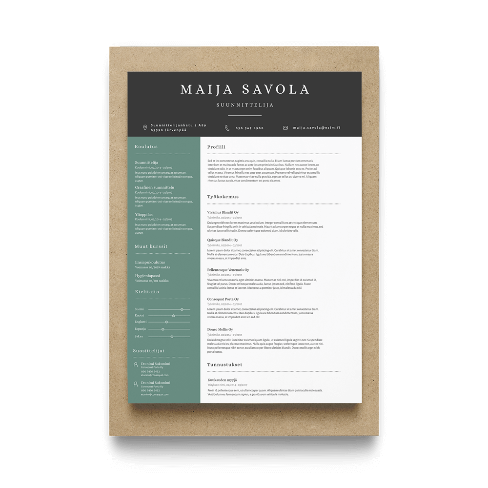 Lataa Visuaalinen CV Ja Ty hakemus Word Ohjelmalle CVpohja fi